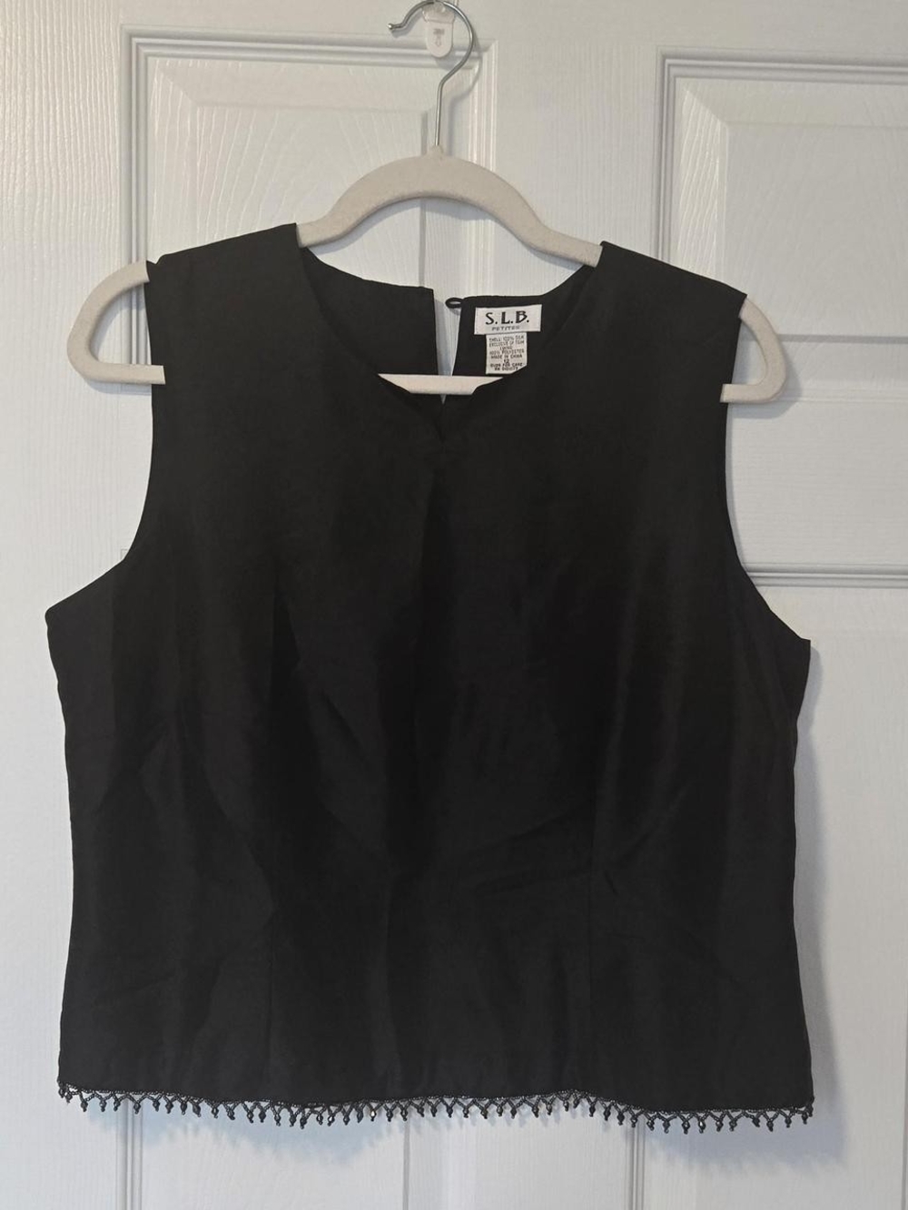 S.L.B. Black Sleeveless Beaded Hem Top